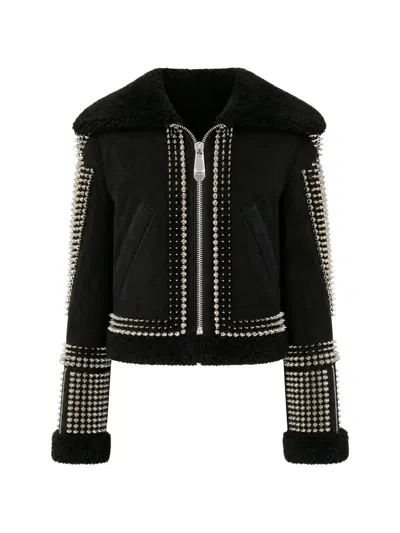 Philipp Plein Stud-embellished Cropped Jacket In Black