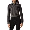 Philipp Plein Leather Skull Biker Jacket In Black