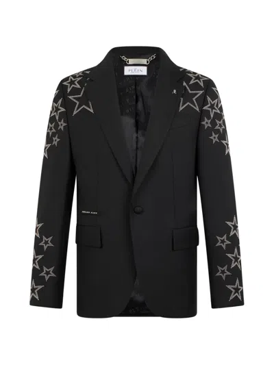 Philipp Plein Studs Star-detail Blazer In Black
