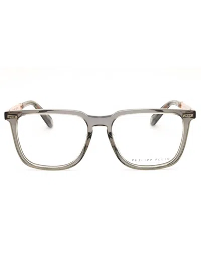 Philipp Plein Stylish Rectangular Eyeglasses For Men In Gray