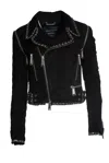 Philipp Plein Suede Biker Jacket With Chain In Black