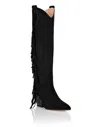 Philipp Plein Suede Boots Mid Heels High Cowboy In Black