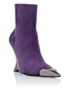Philipp Plein Pointed-toe Suede Ankle Boots In Purple