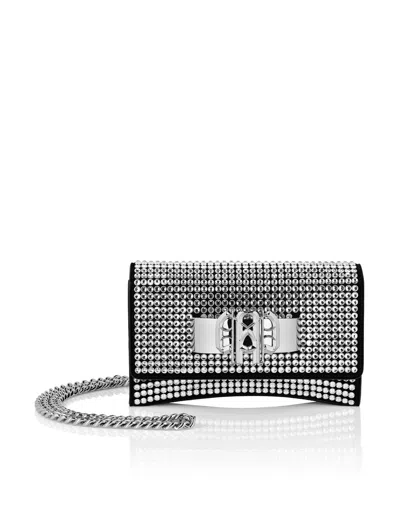Philipp Plein Suede Crystal Clutch Shoulder Bag Crystal In Multi