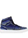 Philipp Plein Suede Hi-top Sneakers Strass Studs In Blue