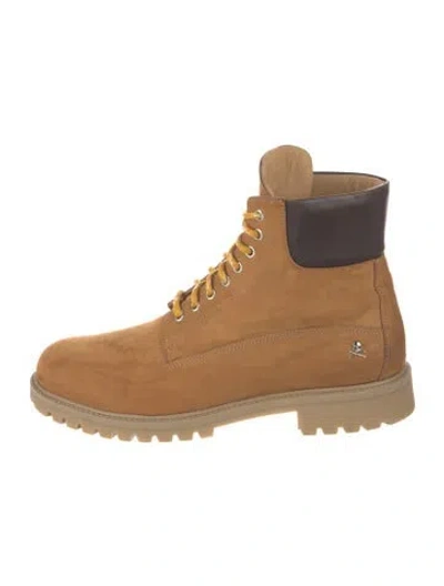 Pre-owned Philipp Plein Suede Lace-up Boots In Neutrals
