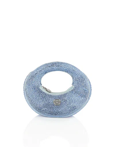 Philipp Plein Suede Mini Handle Bag Strass