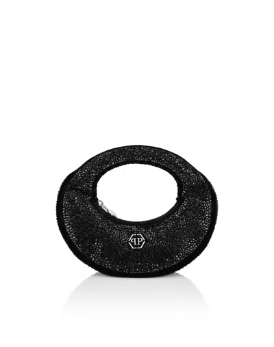 Philipp Plein Suede Mini Handle Bag Strass