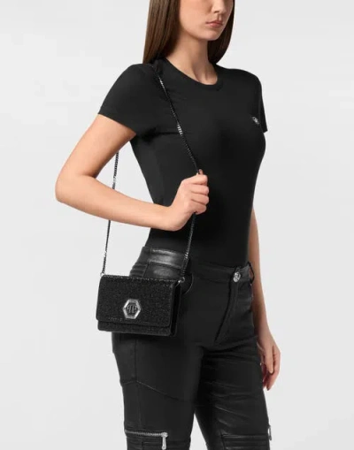 Philipp Plein Suede Mini Shoulder Strass Hexagon Women In White