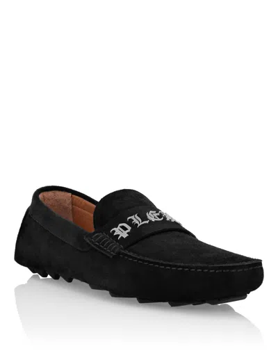 Philipp Plein Suede Moccasin In Black