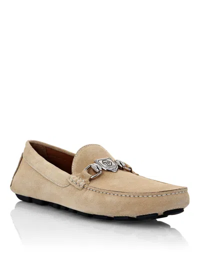 Philipp Plein Suede Moccasin  Tm In Beige