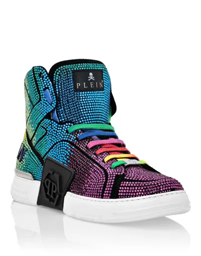 Philipp Plein Suede Money Kicks Hi-top Crystal In Multi