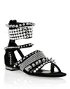 Philipp Plein Suede Sandals Flat Studs In Black