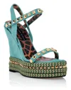 Philipp Plein Studded Wedge Sandals In Blue
