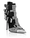 Philipp Plein Suede Strass Sandals High Heels Skull In Multi