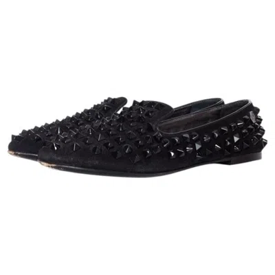 Pre-owned Philipp Plein , Suede Stud Loafers In Black