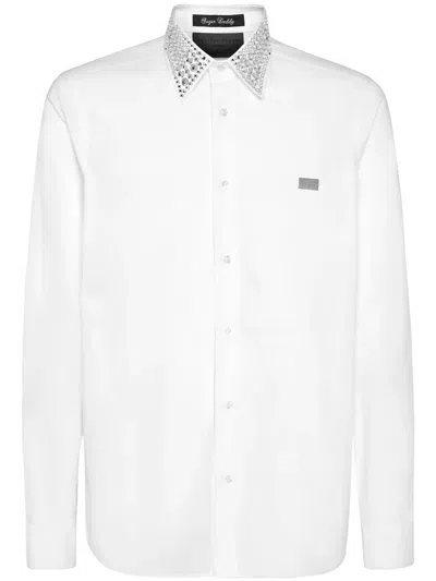 Philipp Plein Sugar Daddy Crystal-embellished Shirt In White