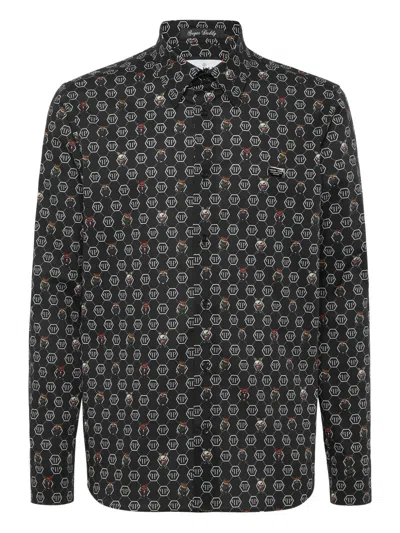 Philipp Plein Sugar Daddy Monogram Fairy Shirt In Black
