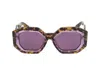 Philipp Plein Tortoiseshell Square-frame Acetate Sunglasses With Saddle Nose Bridge In Purple