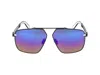 Philipp Plein Aviator-frame Titanium Sunglasses In Black Semi-glossy W/parts Palladium Polished
