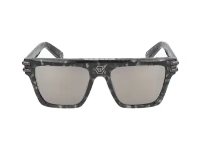 Philipp Plein Sunglasses In Havana Grey/glossy Black
