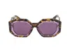 Philipp Plein Tortoiseshell Square-frame Acetate Sunglasses With Saddle Nose Bridge In Havana Light Yellow Glossy