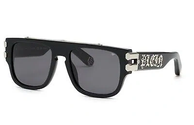 Pre-owned Philipp Plein Sunglasses Spp011x 0700 Black Smoke Man Woman In Gray