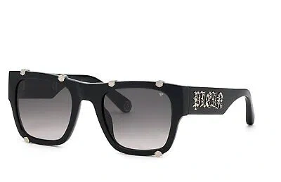 Pre-owned Philipp Plein Sunglasses Spp042w Plein Icon 0700 Black Smoke Men Women In Gray