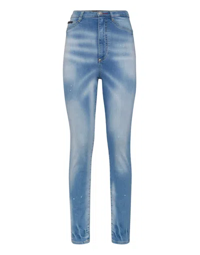 Philipp Plein Super High Waist Jegging In Blue