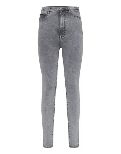 Philipp Plein Super High Waist Jegging In Grey