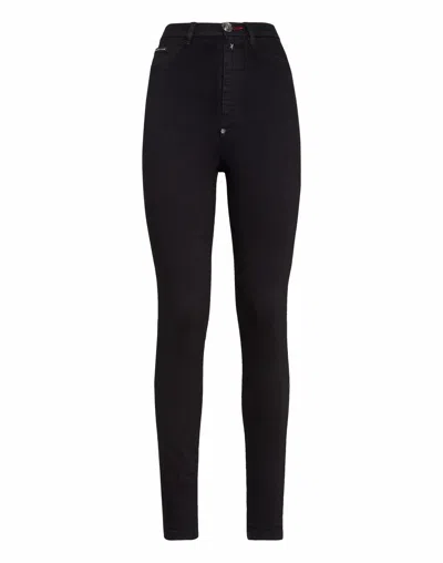 Philipp Plein Super High Waist Jegging Statement In Black
