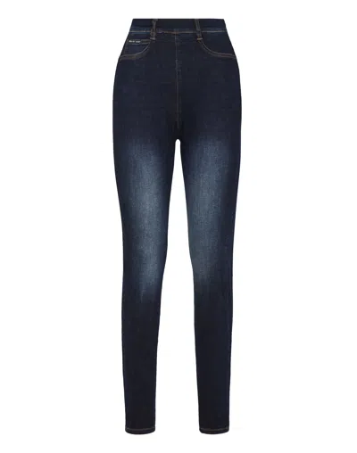 Philipp Plein Super High Waist Jegging Zipped In Multi