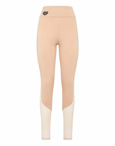 Philipp Plein Super High Waist Leggings Studs Iconic Plein In Neutral