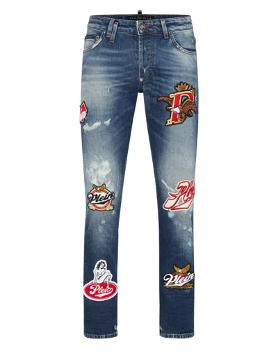 Philipp Plein Super Straight Cut Jeans Plein Beers In Multi