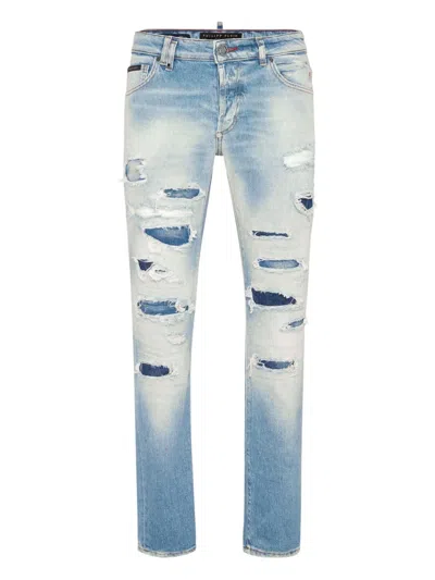 Philipp Plein Super Straight Cut Sprint Spirits Jeans In Blue