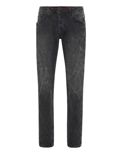 Philipp Plein Super Straight Cut Trousers Skull In Multi