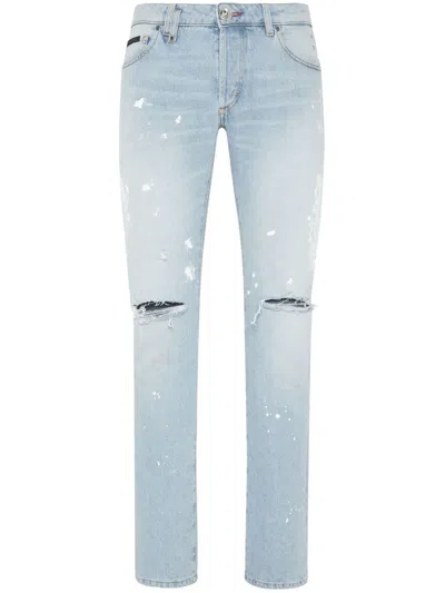 Philipp Plein Super Straight Jeans In Blue