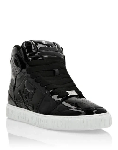 Philipp Plein Super Street Hi-top Sneakers Skull&bones Unisex In Black