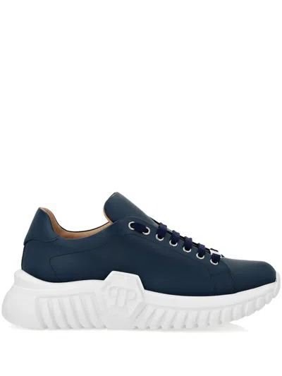 Philipp Plein Supersonic Leather Sneakers In Blue