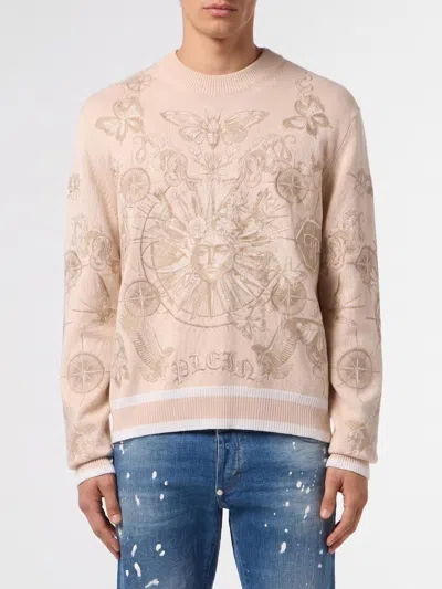 Philipp Plein Crewneck Sweater In Neutral