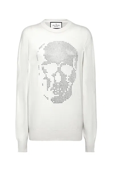 Philipp Plein Sweater With Iconic Skull Design And Cashmere Blend For Ultimate Comfort In White