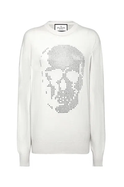 Philipp Plein Sweater With Iconic Skull Design And Cashmere Blend For Ultimate Comfort In White