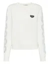 Philipp Plein Sweatshirt Ls Crystal Cable In White