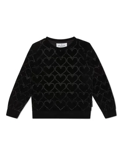Philipp Plein Kids'  Sweatshirt Ls Heart Girl In Black