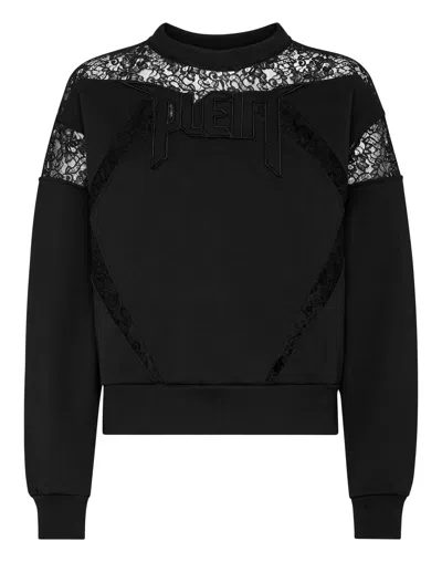 Philipp Plein Sweatshirt Ls Lace In Black