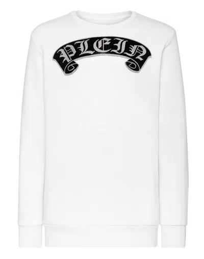 Philipp Plein Sweatshirt Ls Stones Gothic Plein In White