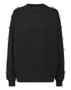 Philipp Plein Logo-embroidered Studded Sweatshirt In Black