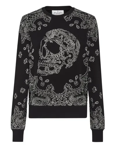 Philipp Plein Sweatshirt Paisley Bandana In Black