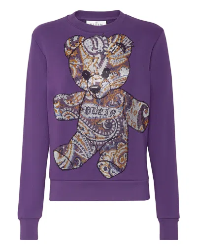 Philipp Plein Sweatshirt Paisley Teddy Bear In Purple