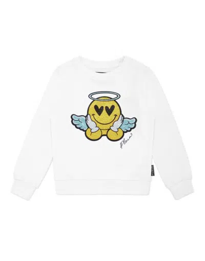 Philipp Plein Kids'  Sweatshirt Round Neck Ls Smile Girl In White